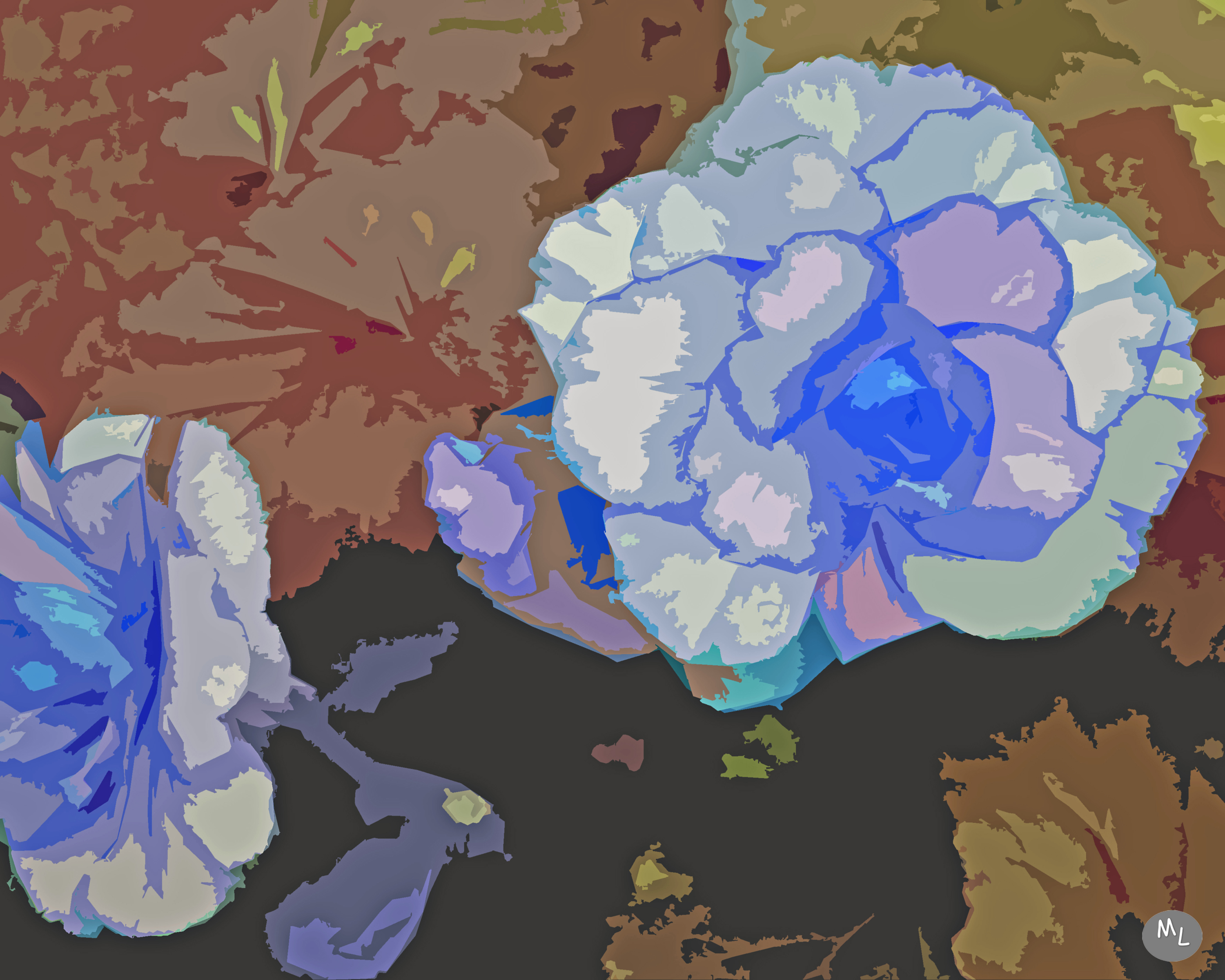 Garden flowers — 20 x 16 manipulated photo art by Mike Lisagor